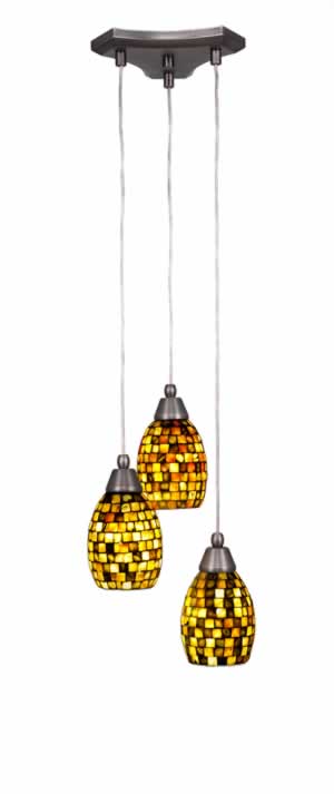 Europa 3 Light Multi Mini Pendant Shown In Brushed Nickel Finish With 5" Seashell Glass