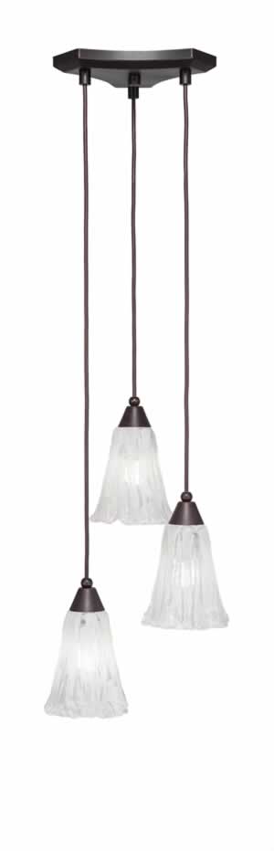 Europa 3 Light Multi Mini Pendant Shown In Dark Granite Finish With 5.5" Italian Ice Glass