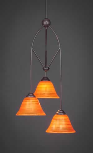 Contempo 3 Light Multi Mini Pendant With Hang Straight Swivel Shown In Dark Granite Finish With 7" Firré Saturn Glass