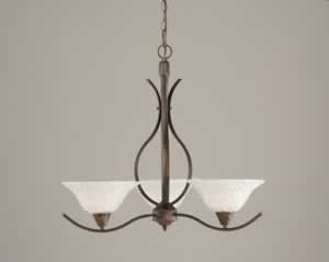 Swoop 3 Light Chandelier Shown In Bronze Finish With 10" Italian Bubble Glass