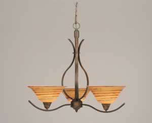 Swoop 3 Light Chandelier Shown In Bronze Finish With 10" Firré Saturn Glass