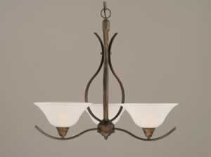 Swoop 3 Light Chandelier Shown In Bronze Finish With 10" Dew Drop Glass