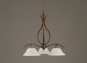 Swoop 3 Light Chandelier Shown In Bronze Finish With 10" Italian Bubble Glass