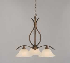 Swoop 3 Light Chandelier Shown In Bronze Finish With 10" Amber Marble Glass