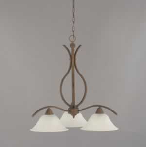 Swoop 3 Light Chandelier Shown In Bronze Finish With 10" White Marble Glass