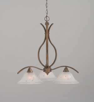 Swoop 3 Light Chandelier Shown In Bronze Finish With 10" Frosted Crystal Glass