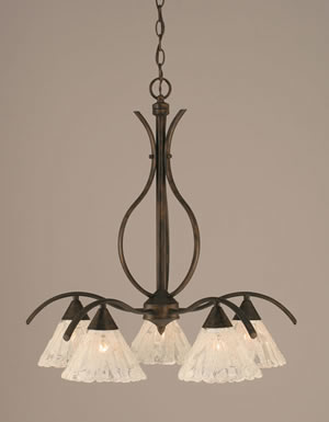 Swoop 5 Light Chandelier Shown In Bronze Finish With 7" Italian Ice Glass