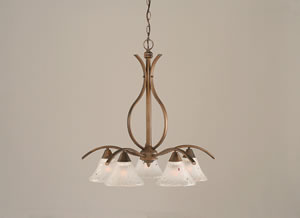 Swoop 5 Light Chandelier Shown In Bronze Finish With 7" Frosted Crystal Glass