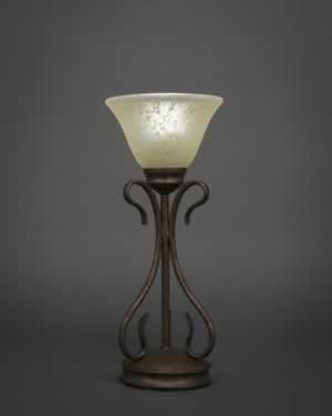 Swan Table Lamp Shown In Bronze Finish With 7" Amber Marble Glass