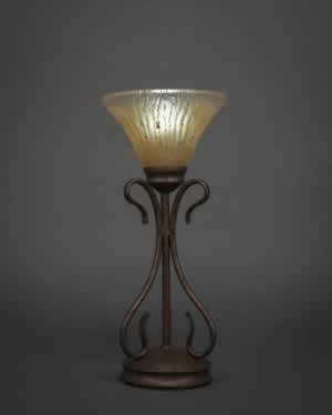 Swan Table Lamp Shown In Bronze Finish With 7" Amber Crystal Glass