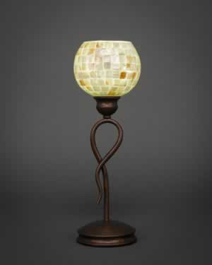 Leaf Mini Table Lamp Shown In Bronze Finish With 6" Mystic Seashell Glass