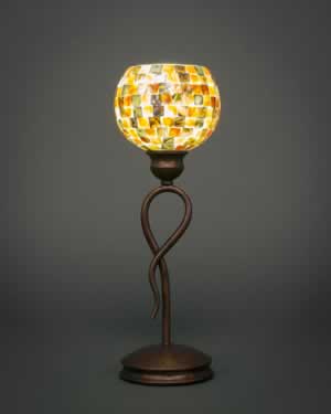 Leaf Mini Table Lamp Shown In Bronze Finish With 6" Sea Mist Seashell Glass