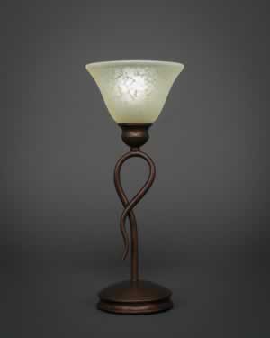 Leaf Table Lamp Shown In Bronze Finish With 7" Amber Marble Glass