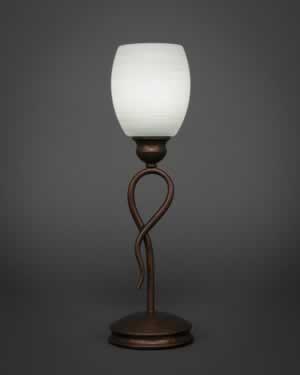 Leaf Mini Table Lamp Shown In Bronze Finish With 5" White Linen Glass