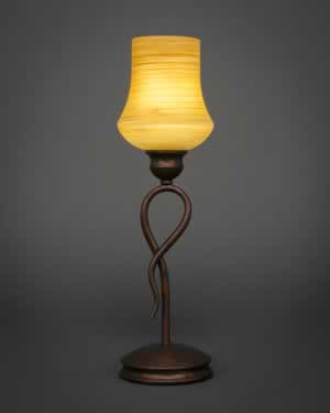 Leaf Mini Table Lamp Shown In Bronze Finish With 5.5" Cayenne Linen Glass