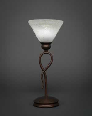 Leaf Mini Table Lamp Shown In Bronze Finish With 7" Gold Ice Crystal Glass