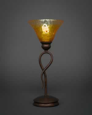 Leaf Mini Table Lamp Shown In Bronze Finish With 7" Gold Champagne Crystal Glass