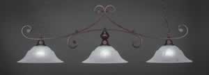 Curl 3 Light Billiard Light Shown In Bronze Finish With 16" White Marble Glass 