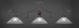 Curl 3 Light Billiard Light Shown In Bronze Finish With 16" Frosted Crystal Glass