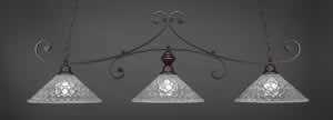 Curl 3 Light Billiard Light Shown In Dark Granite Finish With 16" Italian Bubble Glass