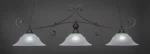 Curl 3 Light Billiard Light Shown In Dark Granite Finish With 16" White Marble Glass 