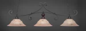 Curl 3 Light Billiard Light Shown In Dark Granite Finish With 16" Italian Marble Glass