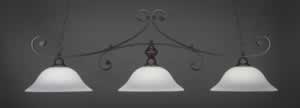 Curl 3 Light Billiard Light Shown In Dark Granite Finish With 16" White Linen Glass