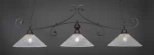 Curl 3 Light Billiard Light Shown In Dark Granite Finish With 16" Gold Ice Glass