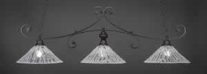 Curl 3 Light Billiard Light Shown In Dark Granite Finish With 16" Italian Ice Glass