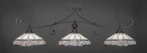 Curl 3 Light Bar Shown In Dark Granite Finish With 16" Royal Merlot Tiffany Glass