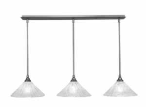 3 Light Multi Light Mini Pendant With Hang Straight Swivels Shown In Brushed Nickel Finish With 12” Italian Ice Glass