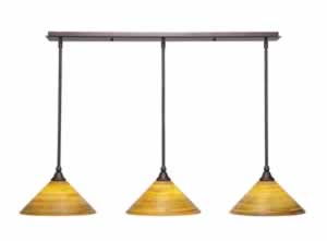 3 Light Multi Light Mini Pendant With Hang Straight Swivels Shown In Bronze Finish With 12" Firré Saturn Glass