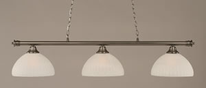 Oxford 3 Light Billiard Light Shown In Brushed Nickel Finish With 14" Alabaster Pumpkin Glass