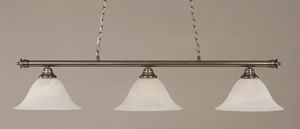 Oxford 3 Light Billiard Light Shown In Brushed Nickel Finish With 14" White Alabaster Glass
