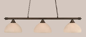 Oxford 3 Light Billiard Light Shown In Bronze Finish With 14" Rosetta Pumpkin Glass