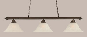 Oxford 3 Light Billiard Light Shown In Bronze Finish With 14" White Alabaster Swirl Glass