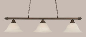 Oxford 3 Light Billiard Light Shown In Bronze Finish With 14" White Alabaster Glass