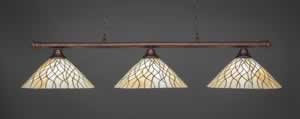 Oxford 3 Light Bar Shown In Bronze Finish With 16" Sandhill Tiffany Glass