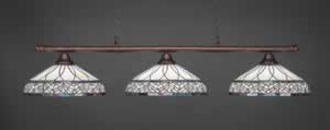 Oxford 3 Light Billiard Light Shown In Bronze Finish With 16" Royal Merlot Tiffany Glass