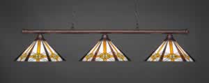 Oxford 3 Light Billiard Light Shown In Bronze Finish With 16" Hampton Tiffany Glass