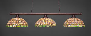 Oxford 3 Light Billiard Light Shown In Bronze Finish With 15" Rosetta Tiffany Glass