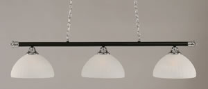 Oxford 3 Light Billiard Light Shown In Chrome And Matte Black Finish With 14" Alabaster Pumpkin Glass