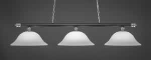 Oxford 3 Light Billiard Light Shown In Chrome And Matte Black Finish With 16" White Linen Glass
