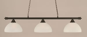 Oxford 3 Light Billiard Light Shown In Dark Granite Finish With 14" Alabaster Pumpkin Glass