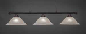 Oxford 3 Light Billiard Light Shown In Dark Granite Finish With 16" Amber Marble Glass