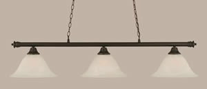 Oxford 3 Light Billiard Light Shown In Dark Granite Finish With 14" White Alabaster Glass