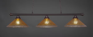 Oxford 3 Light Billiard Light Shown In Dark Granite Finish With 16" Gold Champagne Crystal Glass