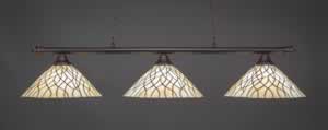 Oxford 3 Light Bar Shown In Dark Granite Finish With 16" Sandhill Tiffany Glass