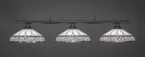 Oxford 3 Light Billiard Light Shown In Dark Granite Finish With 16" Royal Merlot Tiffany Glass