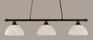 Oxford 3 Light Billiard Light Shown In Matte Black Finish With 14" Alabaster Pumpkin Glass